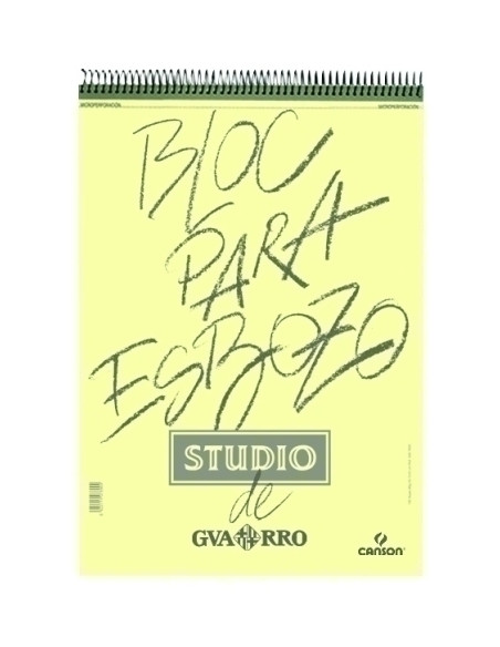BLOC DE DIBUJO GUARRO-CANSON ESBOZO STUDIO CON ESPIRAL TECNICAS SECAS A3 90g 100h