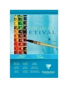 BLOC DE DIBUJO CLAIREFONTAINE ETIVAL ACUARELA ENCOLADO GRANO FINO A3 200g 10h
