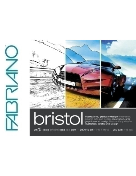 BLOC DE DIBUJO FABRIANO BRISTOL ILLUSTRAZIONE ENCOLADO A3 250g 20h