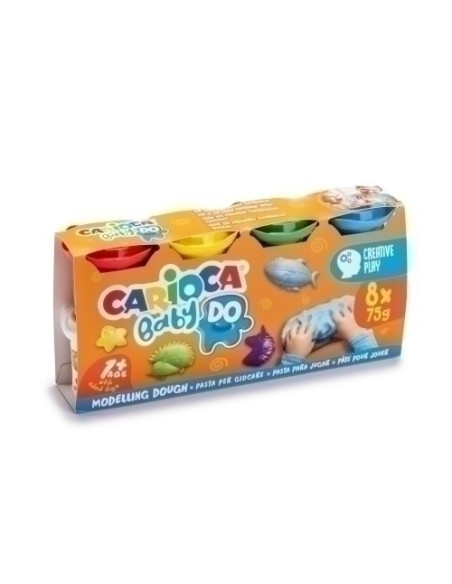 PLASTILINA CARIOCA BABY DOUGH VASITOS 75 gr CAJA de 8