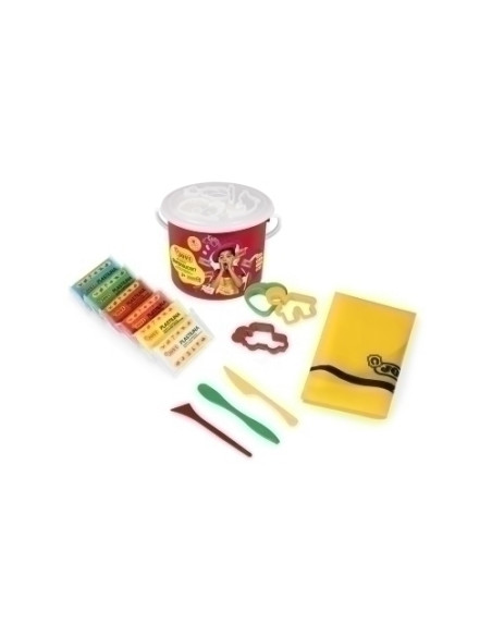 PLASTILINA JOVI JUEGO CUBO SURTIDO 6 PASTILLAS  3 MODELADORES  3 MOLDES  MANTEL