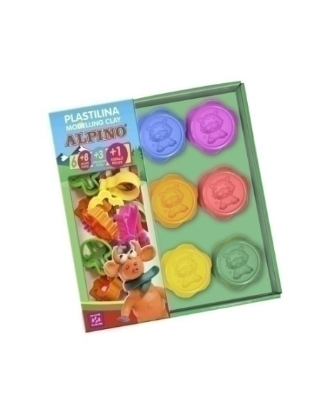PLASTILINA ALPINO KIT 6 COLS  MOLDES