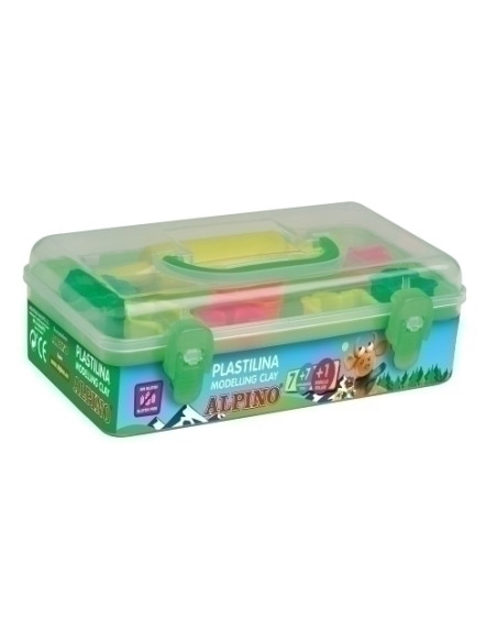 PLASTILINA ALPINO KIT 7 COLS  7 HERRAMIENTAS  RODILLO