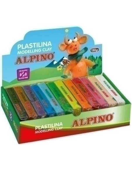 PLASTILINA ALPINO STANDARD 150GR CAJA 12 SURTIDAS
