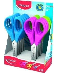 TIJERAS ESCOLARES MAPED ESSENTIAL para ZURDOS 13 cm EXPOSITOR de 10