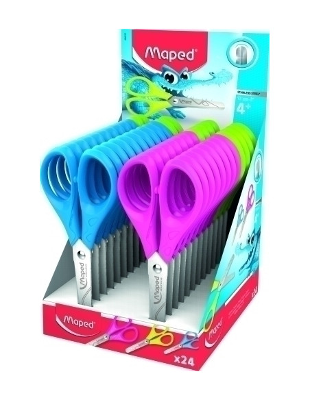 TIJERAS ESCOLARES MAPED ESSENTIALS PULSE 13 cm EXPOSITOR de 24