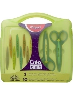TIJERAS ESCOLARES MAPED RECORTES CREATIVOS CREA CUT FIBRA de VIDRIO ESTUCHE DE 210 CORTES
