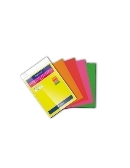 CARTULINA FLUOR A4 SADIPAL 250g SURTIDO PAQUETE de 5  amarillo magenta naranja rojo y verde