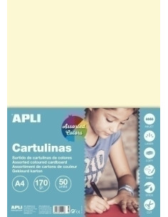 CARTULINA A4 170gr PAQUETE DE 50 HOJAS COLORES PASTEL SURTIDOS