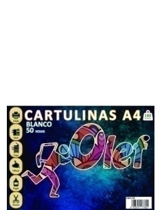 CARTULINA A4 OLEF 180g BLANCO PAQUETE de 50