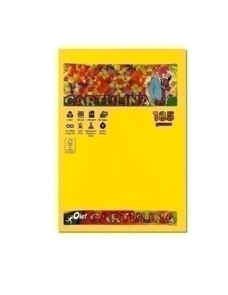 CARTULINA A4 OLEF 185g COLORES INTENSOS PAQUETE de 50