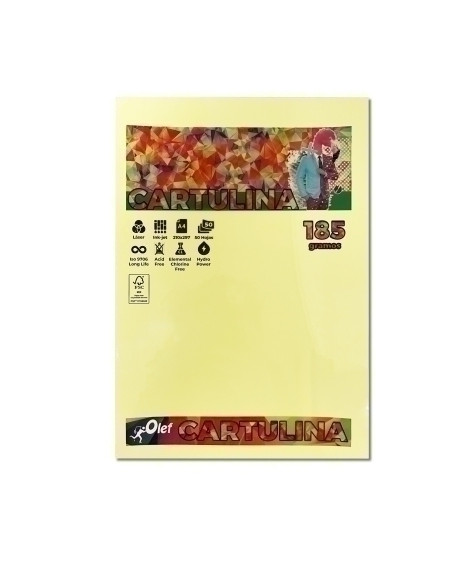 CARTULINA A4 OLEF 185g COLORES PALIDOS PAQUETE de 50