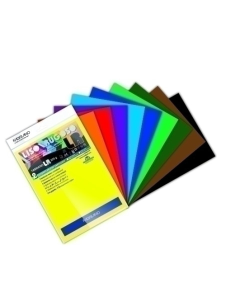 CARTULINA A4 SIRIO 220g LISORUGOSO COLORES INTENSOS PAQUETE de 10
