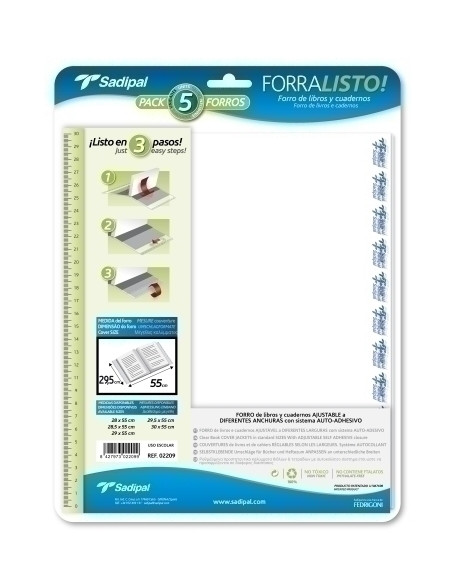FORRO AJUSTABLE SADIPAL PP TRANS295 x 52 cm BLISTER de 5