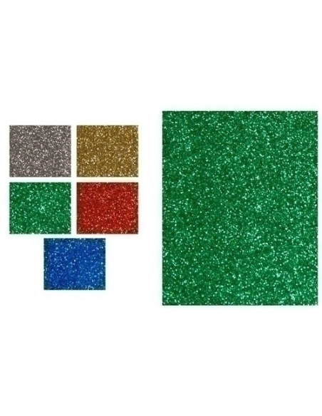 GOMA EVA FIXO KIDS HOJA 22x30 cm PURPURINA VERDE PAQUETE de 5