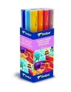 TERCIOPELO ADHESIVO ROLLO SADIPAL 045 x 1 m SURTIDO EXPOSITOR de 12 ROLLOS 1x COLOR