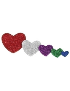 GOMA EVA FIXO KIDS ADHESIVA con PURPURINA CORAZONES PACK 59 FIGURAS