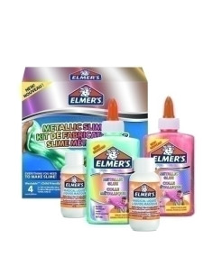 JUEGO ELMER´S SLIME STARTER PACK KIT COMPLETO COLORES METALICOS 2x PEGAMENTO METALICO 147ml 2x LIQUIDO MAGICO 68ml