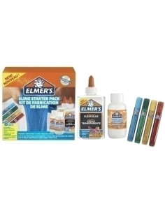 JUEGO ELMER´S SLIME STARTER PACK KIT COMPLETO 2x PEGAMENTO TRANSPARENTE 147ml 2x LIQUIDO MAGICO 68ml 4x BARRA PEGAMENTO PURPURI