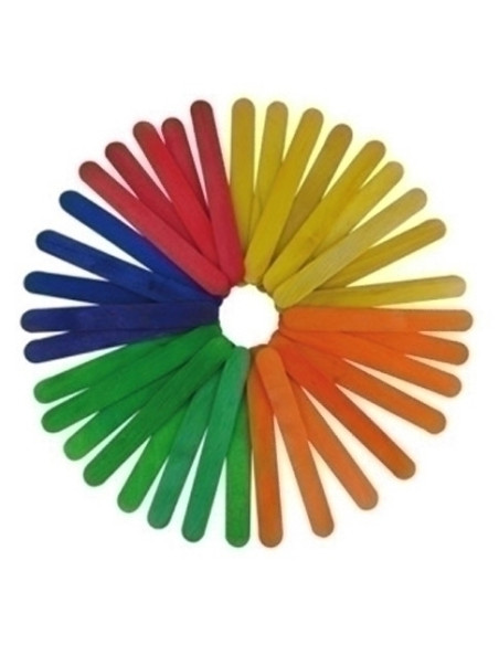 PALILLOS PLANOS FIXO KIDS MADERA COLORES 15 cm PACK de 50