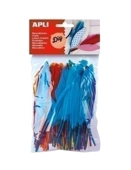 PLUMAS APLI 7-16 cm SURTIDO BOLSA de 100