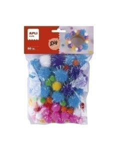 POM POM APLI GLITTER SURTIDOS BOLSA de 80