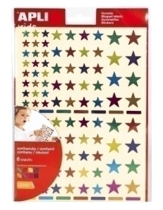 GOMETS APLI  METALIZADOS BOLSA 6h PERMANENTES ESTRELLAS MULTICOLOR 7 colsurt 624 uds 18396