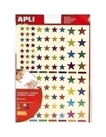 GOMETS APLI  METALIZADOS BOLSA 6h PERMANENTES ESTRELLAS MULTICOLOR 7 colsurt 624 uds 18396