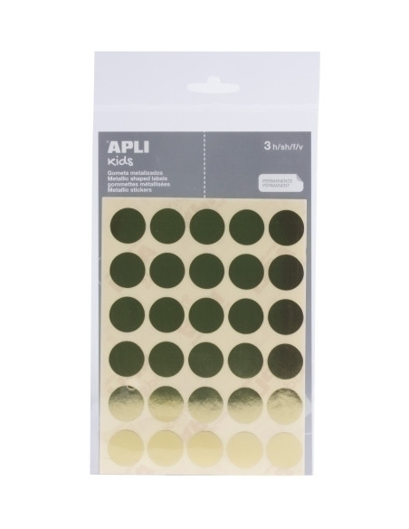 GOMETS APLI METALIZADOS BOLSA 3h CIRCULO Ø 20 mm ORO 90 uds 11808