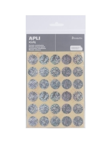 GOMETS APLI METALIZADOS BOLSA 3h CIRCULO Ø 20 mm PLATA 90 uds 11809