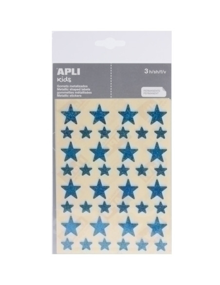 GOMETS APLI METALIZADOS BOLSA 3h ESTRELLA surtGDEy PEQ HOLOGRAFICA AZUL 120 uds 12057