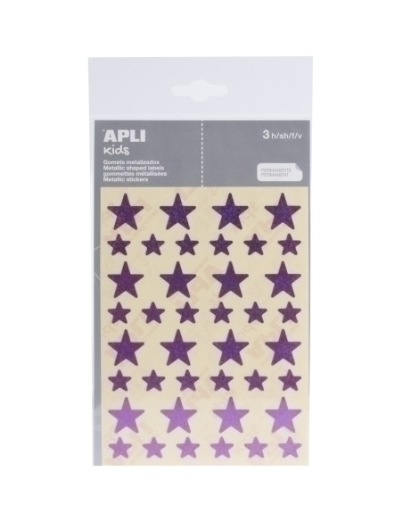 GOMETS APLI METALIZADOS BOLSA 3h ESTRELLA surtGDEy PEQ HOLOGRAFICA LILA 120 uds 12056