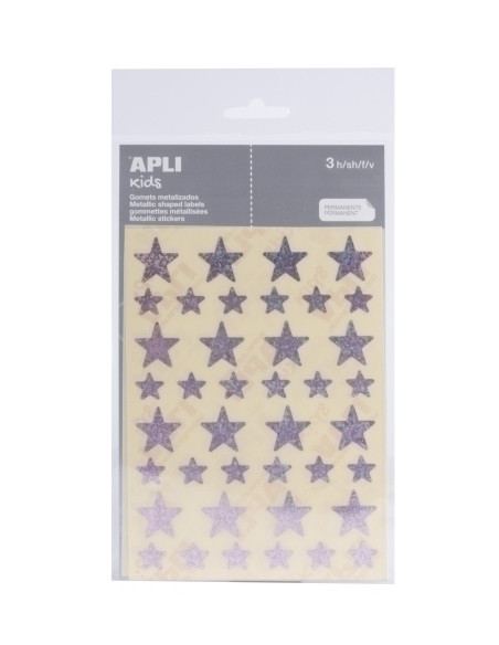 GOMETS APLI METALIZADOS BOLSA 3h ESTRELLA surtGDEy PEQ HOLOGRAFICA ROSA 120 uds 12055