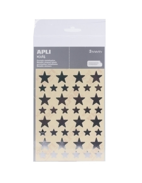 GOMETS APLI METALIZADOS BOLSA 3h ESTRELLA surtGDEy PEQ PLATA 120 uds 11806