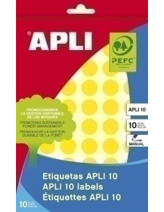 ETIQUETAS ADHMANUALES BOLSA APLI COLOR AMARILLO 8h REDONDAS Ø 13 mm 616 uds02734