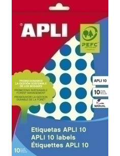 ETIQUETAS ADHMANUALES BOLSA APLI COLOR AZUL 8h REDONDAS Ø 13 mm 616 uds02735