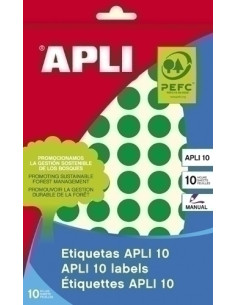 ETIQUETAS ADHMANUALES BOLSA APLI COLOR VERDE 8h REDONDAS Ø 13 mm 616 uds02737