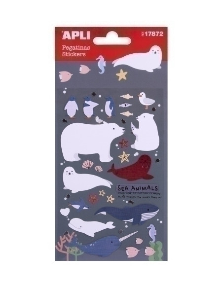 STICKERS APLI BOLSA 1h ANIMALES MARINOS 17872