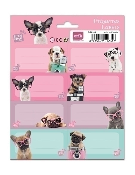 ETIQUETA ESCOLAR ERIK 158x20 STUDIO PETS DOGS