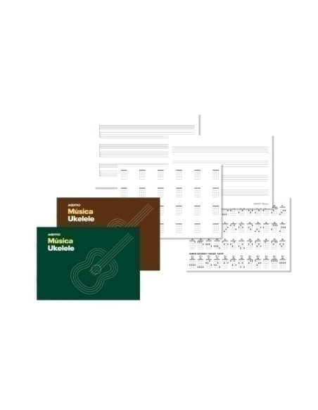 BLOC de MUSICA ADDITIO UKELELE 4 TETRAGRAMAS 24x168 Y VADEMECUN DE ACORDES