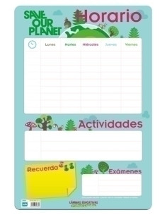 LAMINA ESCOLAR ERIK PVC 40x595 DIDACTICA HORARIO ESCOLAR