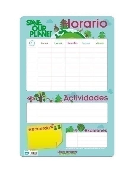 LAMINA ESCOLAR ERIK PVC 40x595 DIDACTICA HORARIO ESCOLAR