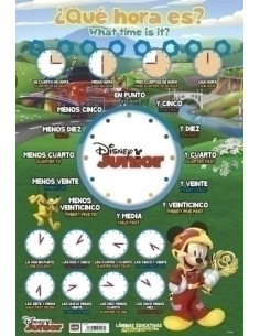 LAMINA ESCOLAR ERIK PVC 40x595 DIDACTICA ¿QUE HORA ES? ESPAÑOLINGLES