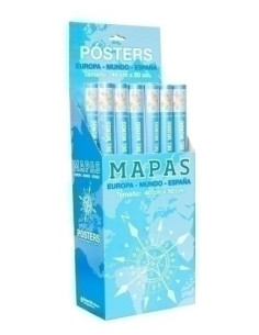 MAPA ERIK MURAL 40x50 cm  EXPOSITOR de 24 12x MPGE0241 Mini poster mapa del Mundo   8x MPGE0163 Mini poster mapa de Europa   4x 
