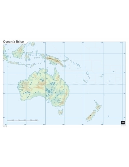 MAPA MUDO ERIK COLOR FISICO OCEANIA