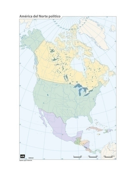 MAPA MUDO ERIK COLOR POLITICO AMERICA DEL NORTE