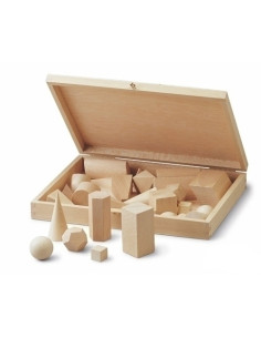 JUEGO DIDACTICO ESTUCHE CUERPOS GEOMETRICOS DE MADERA 28 UNIDADES