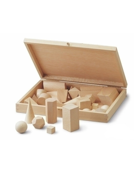 JUEGO DIDACTICO ESTUCHE CUERPOS GEOMETRICOS DE MADERA 28 UNIDADES