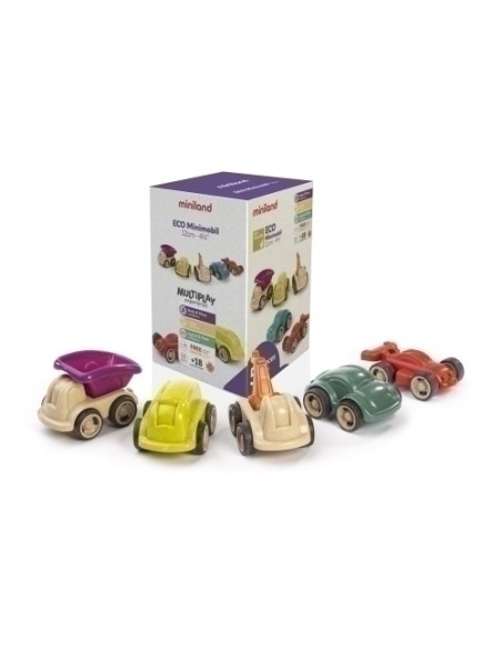 JUEGO MINILAND COCHES DE JUGUETE ECO MINIMOBIL 12 CM 5 PZ 18 MESES