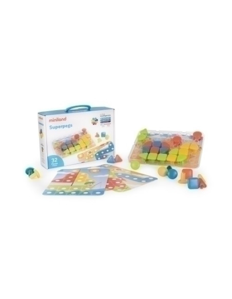 JUEGO EDUCATMINILAND SUPERPEGS 32 PIEZAS BRIGHT COLORS 2-5 años